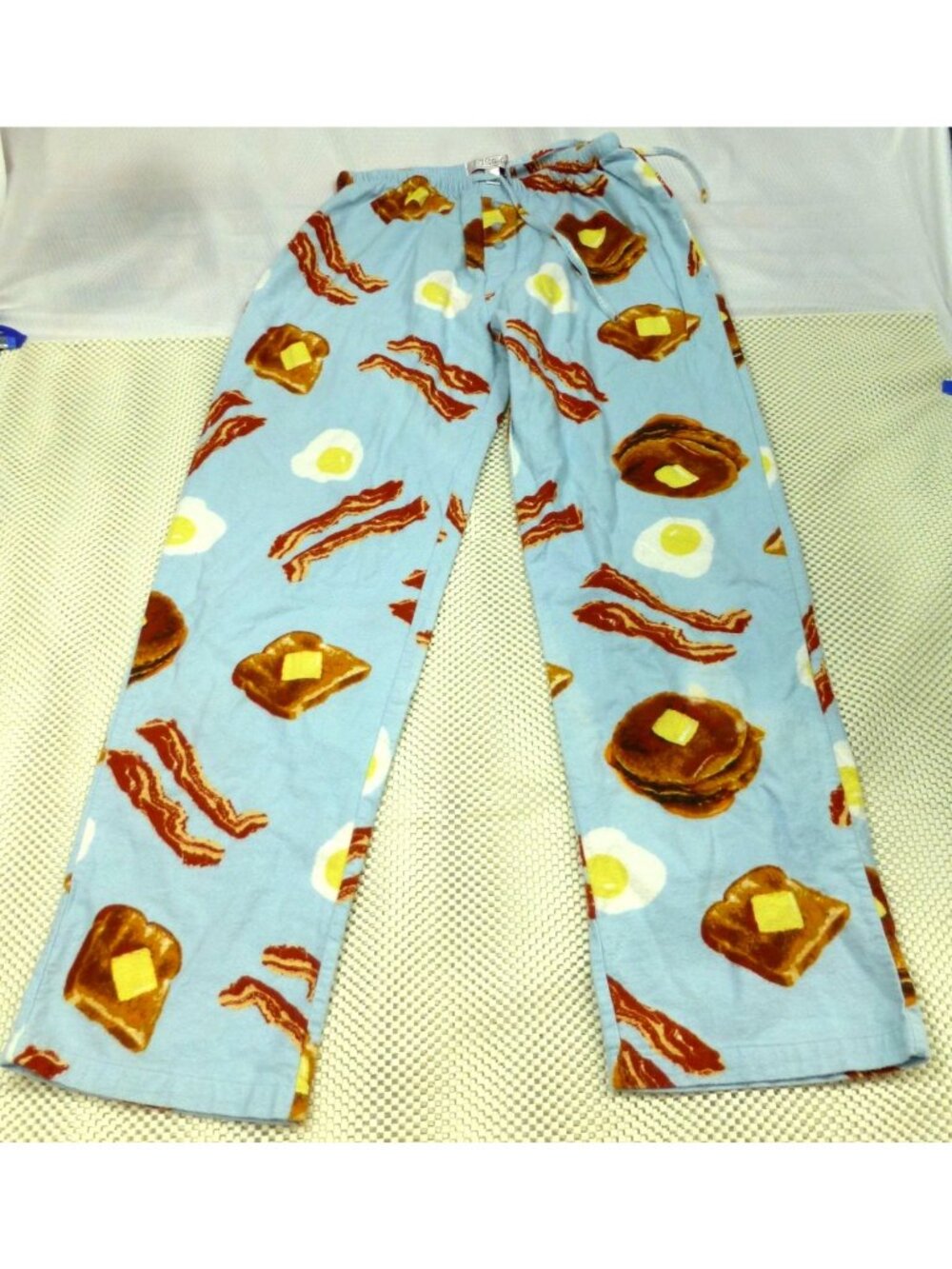 Breakfast-Themed PJ Studio Blue Cotton Pajama Set With Bacon Eggs & Pancakes Pri - Picture 12 of 16